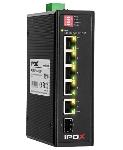 PXI-S6-P4G-U1G1F - switch przemysłowy gigabitowy PoE 4-port + 1 RJ45 + 1 SFP